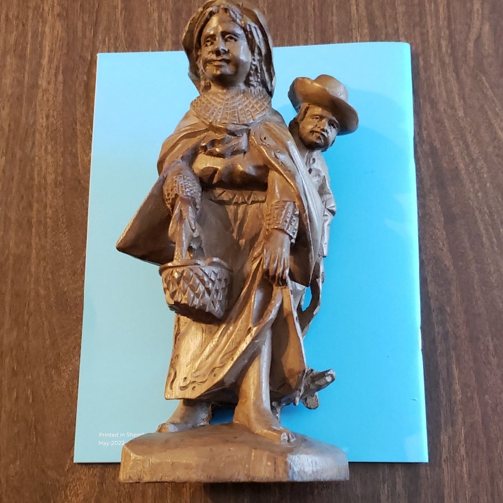 Rustic Brown Mother and Child Sculpture
